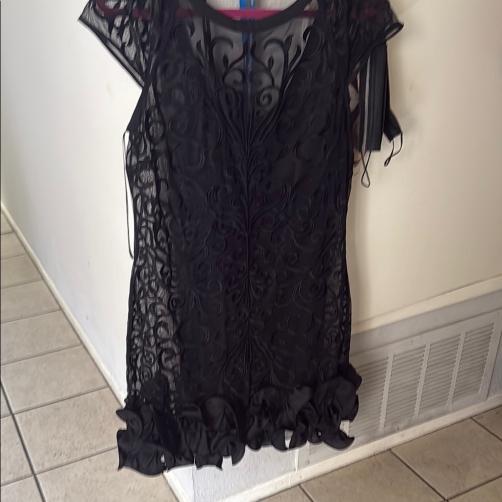 Guess Black Lace Midi Dress